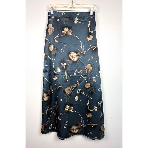 My Michelle Dresses & Skirts - VTG My Michelle Floral Satin Maxi Skirt Blue 9/10 Small Whimsigoth Fairy Grunge